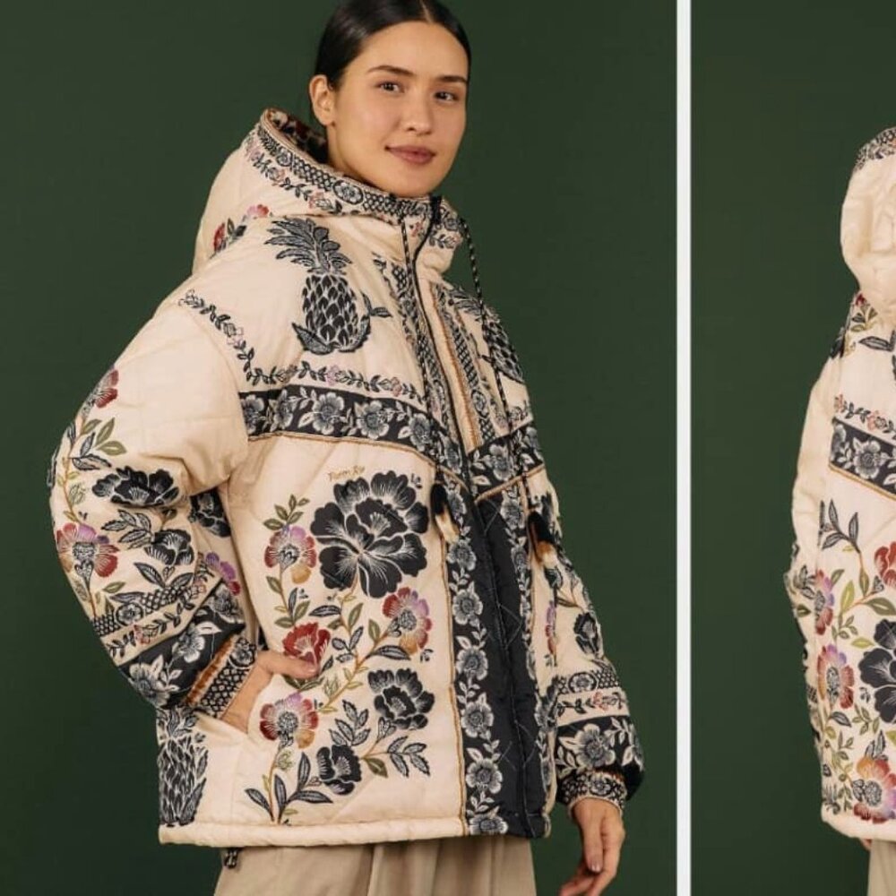 FARM Rio Romantic Garden Reversible Puffer Jacket NWT S